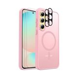 PSR Aksesuar Samsung Galaxy S25 FE Uyumlu M-Safe Kablosuz Şarj Destekli Mat Kılıf + Kamera Lens Koruyucu + Ekran Koruyucu - Tam Koruma Seti (Pembe, Samsung Galaxy S25 FE)
