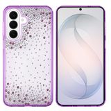 PSR Aksesuar Samsung Galaxy S26 Uyumlu Airbag Tasarımlı Damla Taşlı Şeffaf Silikon Kılıf, Mor Kenarlı