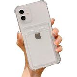 PSR aksesuar Şeffaf Kartlıklı Cüzdan Şeffaf Telefon Kılıfı iPhone 12 ile uyumlu