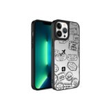 PSR aksesuar Seyahat Aynalı Desenli Kamera Korumalı Parlak Zore Mirror Kılıf-Seyahat iPhone 13 Pro ile uyumlu