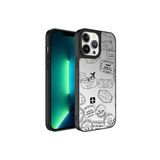 PSR aksesuar Seyahat Aynalı Desenli Kamera Korumalı Parlak Zore Mirror Kılıf-Seyahat iPhone 13 Pro Max ile uyumlu