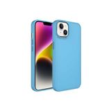PSR aksesuar Sierra Mavi Metal Çerçeve ve Buton Tasarımlı Silikon Zore Luna Kılıf-Sierra Mavi iPhone 14 Plus ile uyumlu