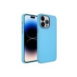 PSR aksesuar Sierra Mavi Metal Çerçeve ve Buton Tasarımlı Silikon Zore Luna Kılıf-Sierra Mavi iPhone 14 Pro ile uyumlu