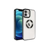 PSR aksesuar Siyah Kamera Korumalı Logo Gösteren Zore Omega Kılıf-Siyah iPhone 12 ile uyumlu