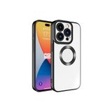 PSR aksesuar Siyah Kamera Korumalı Logo Gösteren Zore Omega Kılıf-Siyah iPhone 15 Pro ile uyumlu