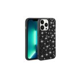 PSR aksesuar Siyah Parlak Taşlı Tasarım Zore Linea Kılıf-Siyah iPhone 13 Pro ile uyumlu