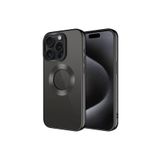 PSR aksesuar Siyah Tek Kamera Çerçeveli Logo Gösteren Zore Omega Kılıf-Siyah iPhone 15 Pro ile uyumlu