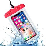 PSR Aksesuar Su Geçirmez Telefon Kılıfı - IPX8 Deniz Havuz Altı için Universal Waterproof Telefon Kılıfı | Askılı ve Dokunmatik Ekran Uyumlu (Kırmızı)