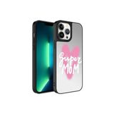 PSR aksesuar Süper Anne Aynalı Desenli Kamera Korumalı Parlak Zore Mirror Kılıf-Süper Anne iPhone 13 Pro ile uyumlu