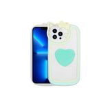 PSR aksesuar Turkuaz Kedi Figürlü Transparan Pop Soketli Zore Ritmik Kılıf-Turkuaz iPhone 13 Pro Max ile uyumlu