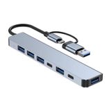 PSR Aksesuar USB-C Hub Docking Station - Macbook & Windows Uyumlu Çoklayıcı Adaptör (Gri, 7-in-1 USB-C Hub)