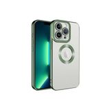 PSR aksesuar Yeşil Kamera Korumalı Logo Gösteren Zore Omega Kılıf-Yeşil iPhone 12 Pro Max ile uyumlu
