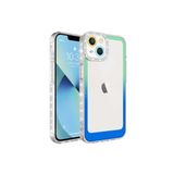 PSR aksesuar Yeşil-Mavi Simli ve Renk Geçiş Tasarımlı LZore Korumalı Zore Park Kılıf-Yeşil-Mavi iPhone 13 ile uyumlu