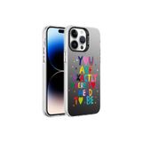 PSR aksesuar You Desenli Zore Silver Sert Kılıf-You iPhone 14 Pro ile uyumlu