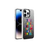 PSR aksesuar You Desenli Zore Silver Sert Kılıf-You iPhone 14 Pro Max ile uyumlu