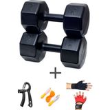 Psspor 10KG Dambıl SET(10KG 2 Adet Dambıl) +Body Eldiven Sayaçlı Ayarlanabilir El Yayı ve Atlama Ipi - Siyah