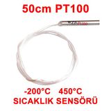 Pt100 Platinyum Isi Sicaklik Sensoru 50Cm Su Gecirmez -200C To 450C Metal Koruyucu Dalgic Prob Termal Direnc