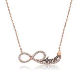 PT2610050 Gümüş Annem Yazılı Sonsuzluk Bayan Kolye