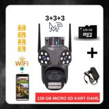 Ptz Dış Mekan Çift Kameralı Gece Görüşlü Full Hd Ip Akıllı Güvenlik Kamerası 128 GB Micro Sd Kart Dahil BB-17238