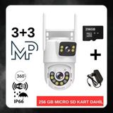 Ptz Dış Mekan Çift Kameralı Gece Görüşlü Full Hd Ip Akıllı Güvenlik Kamerası 256 GB Micro Sd Kart Dahil BB-17236