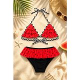 Puan Desenli Kız Çocuk Bikini Takımı