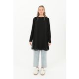 Puane Kadın Balıkçı Yaka Tül Detaylı Bluz - - BLACK 10269TUN