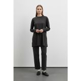 Puane Kadın Basic Uzun Kollu Salaş Tunik-40017 - BLACK