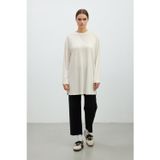 Puane Kadın Basic Uzun Kollu Salaş Tunik-40017 - ECRU
