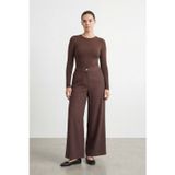 Puane Kadın Bol Paça Büyük Beden Pantolon -19259PNT - BROWN