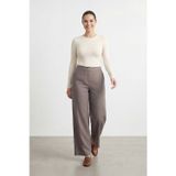 Puane Kadın Bol Paça Büyük Beden Pantolon -19259PNT - MINK