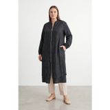 Puane Kadın Büyük Beden Krinkıl Dokulu Kap - 15273TRC - BLACK