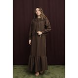 Puane Kadın Crop Ceket Detaylı Ikili Elbise - 12651TKS - Kahverengi - Brown