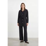 Puane Kadın Dik Yaka Çıtçıt Detaylı Belden Bağlamalı Tunik Pantolon Takım – 14443TKS - BLACK