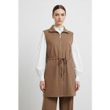 Puane Kadın Fermuarlı Yelek ve Pantolon Takımı-14432 - CAMEL