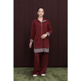 Puane Kadın Garni Detaylı Takım - 14383TKS - BURGUNDY
