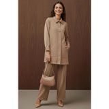 Puane Kadın Gold Düğme Detaylı Tunik Takım-14429TKS - BEIGE