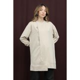 Puane Kadın İşlemeli ve Fermuarlı Tunik - 10735TUN - DARK BEIGE