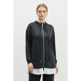 Puane Kadın Kapüşonlu Fermuarlı Tunik Pantolon Takımı-14427 - BLACK