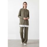 Puane Kadın Kapüşonlu Fermuarlı Tunik Pantolon Takımı-14427 - KHAKI