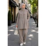 Puane Kadın Oversize Cep Detaylı Fermuarlı Pantolonlu Takım