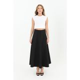 Puane Kadın Parçalı Kloş Etek - 18202ETK - BLACK