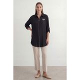 Puane Kadın Pile Detaylı fermuarlı Tunik– 10775GML - BLACK