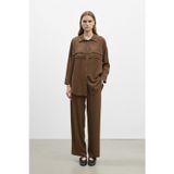 Puane Kadın Pile Detaylı Fit Takım -14423TKS - BROWN