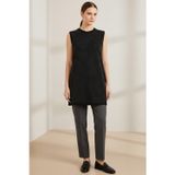 Puane Kadın Sıfır Kol Taşlı Tunik -24S-10525TUN - BLACK