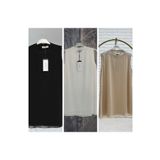 Puane Kadın SİYAH + EKRU+BEJ Renkler 3 LÜ Set Kolsuz Önü Şifon Detaylı Tunik/İçlik 10270