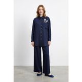Puane Kadın Yaka Taş İşleme Detaylı Denim Takım-14435TKS - NAVY