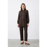 Puane Kadın Yıldız Taş Detaylı Fermuarlı Tunik Pantolon Takım – 14447TKS - BROWN
