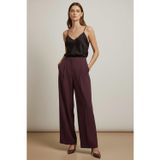 Puane Kadın Yüksek Bel Geniş Paça Kumaş Pantolon -18289PNT - BURGUNDY