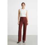 Puane Kadın Yüksek Bel Geniş Paça Pantolon – 18298PNT - BURGUNDY