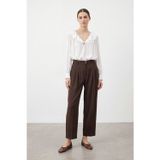 Puane Kadın Yüksek Bel Pile Detaylı Kumaş Pantolon – 26S-18297PNT - BROWN